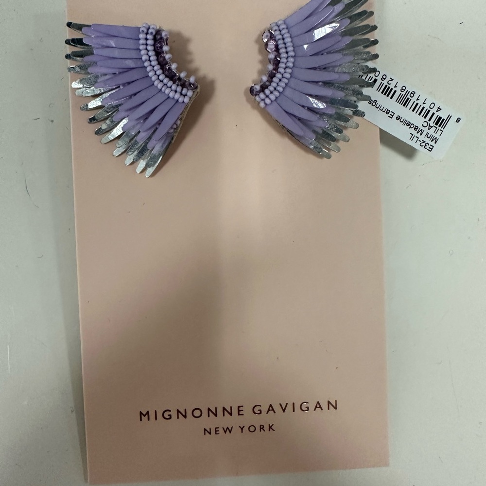 NWT mignonne gavigan lilac and silver mini Madeline earrings